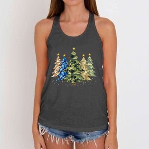 Camo Print Christmas Trees With Camouflage Print Xmas Women's Knotted Racerback Tank