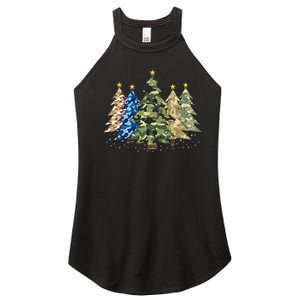 Camo Print Christmas Trees With Camouflage Print Xmas Women's Perfect Tri Rocker Tank