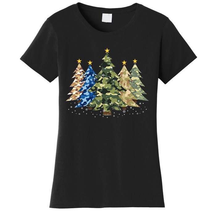 Camo Print Christmas Trees With Camouflage Print Xmas Women's T-Shirt