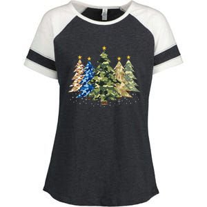 Camo Print Christmas Trees With Camouflage Print Xmas Enza Ladies Jersey Colorblock Tee