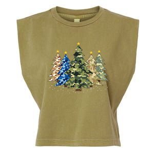 Camo Print Christmas Trees With Camouflage Print Xmas Garment-Dyed Women's Muscle Tee