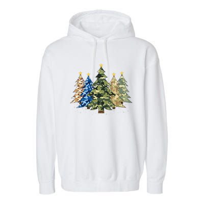 Camo Print Christmas Trees With Camouflage Print Xmas Garment-Dyed Fleece Hoodie