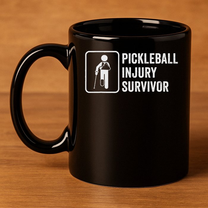Cool Pickleball Coach With Saying Pickleball Injury Survivor 11oz C Handle Ceramic Mug