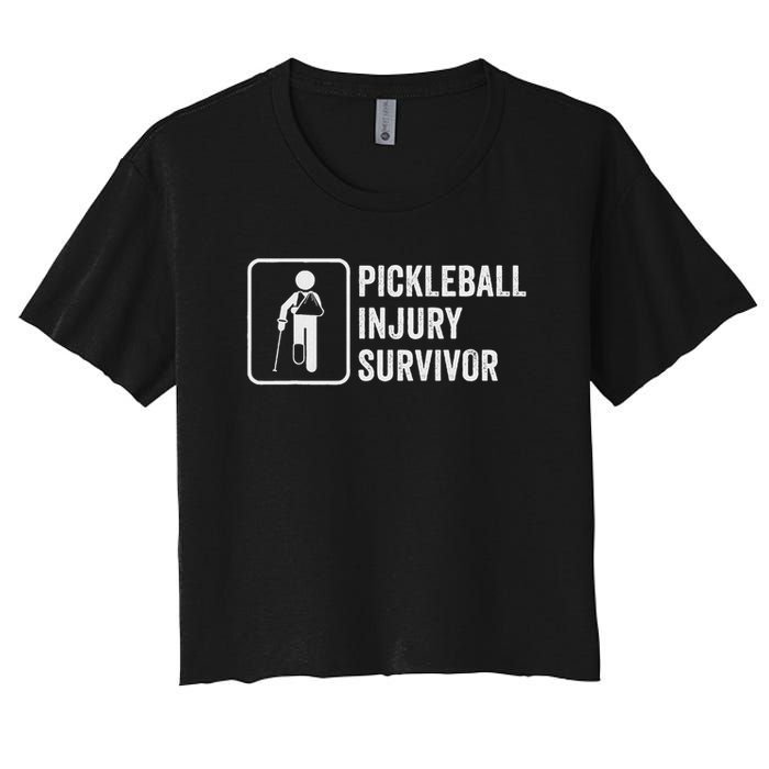 Cool Pickleball Coach With Saying Pickleball Injury Survivor Women's Crop Top Tee