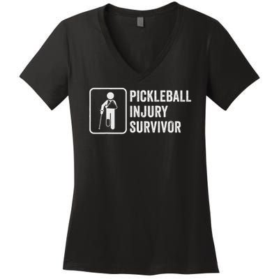 Cool Pickleball Coach With Saying Pickleball Injury Survivor Women's V-Neck T-Shirt