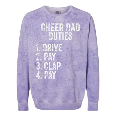 Cheerleading Papa Cheer Dad Duties Drive Pay Clap Colorblast Crewneck Sweatshirt