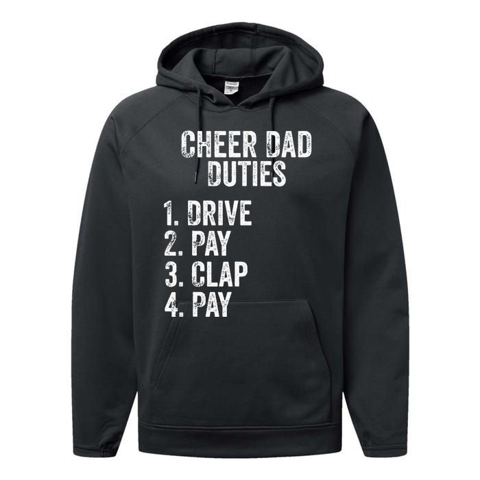 Cheerleading Papa Cheer Dad Duties Drive Pay Clap Performance Fleece Hoodie