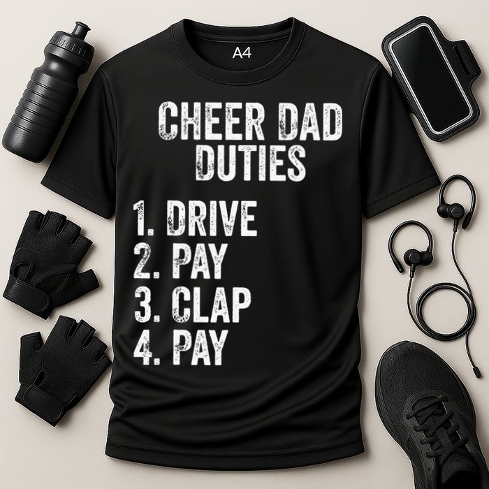 Cheerleading Papa Cheer Dad Duties Drive Pay Clap Cooling Performance Crew T-Shirt