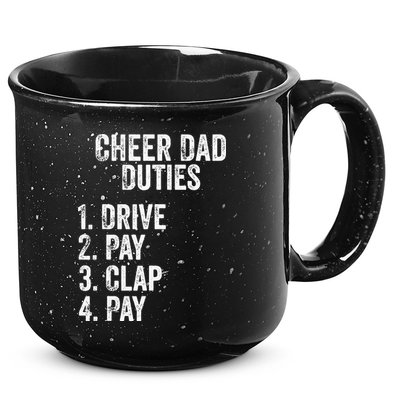 Cheerleading Papa Cheer Dad Duties Drive Pay Clap 15oz Campfire Ceramic Mug