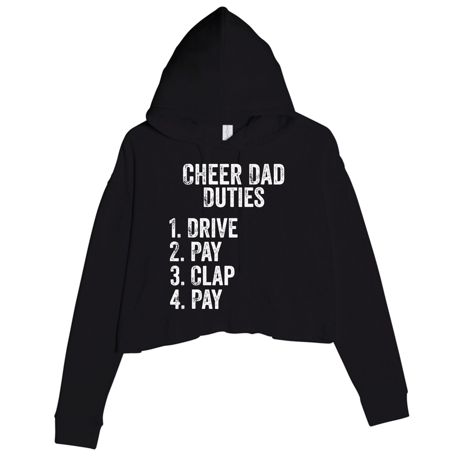 Cheerleading Papa Cheer Dad Duties Drive Pay Clap Crop Fleece Hoodie