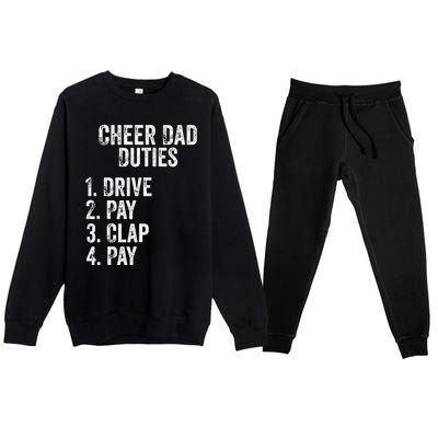 Cheerleading Papa Cheer Dad Duties Drive Pay Clap Premium Crewneck Sweatsuit Set