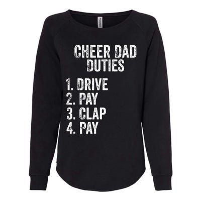 Cheerleading Papa Cheer Dad Duties Drive Pay Clap Womens California Wash Sweatshirt