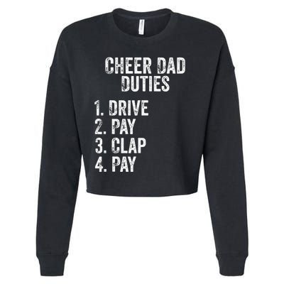 Cheerleading Papa Cheer Dad Duties Drive Pay Clap Cropped Pullover Crew