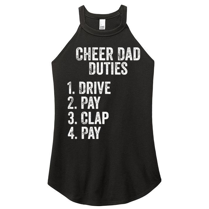 Cheerleading Papa Cheer Dad Duties Drive Pay Clap Women's Perfect Tri Rocker Tank