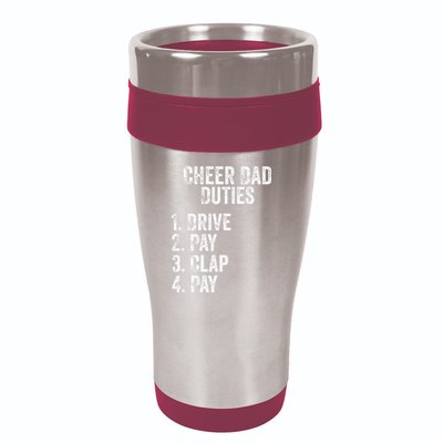 Cheerleading Papa Cheer Dad Duties Drive Pay Clap 16oz Travel Tumbler