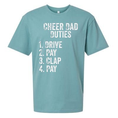 Cheerleading Papa Cheer Dad Duties Drive Pay Clap Sueded Cloud Jersey T-Shirt