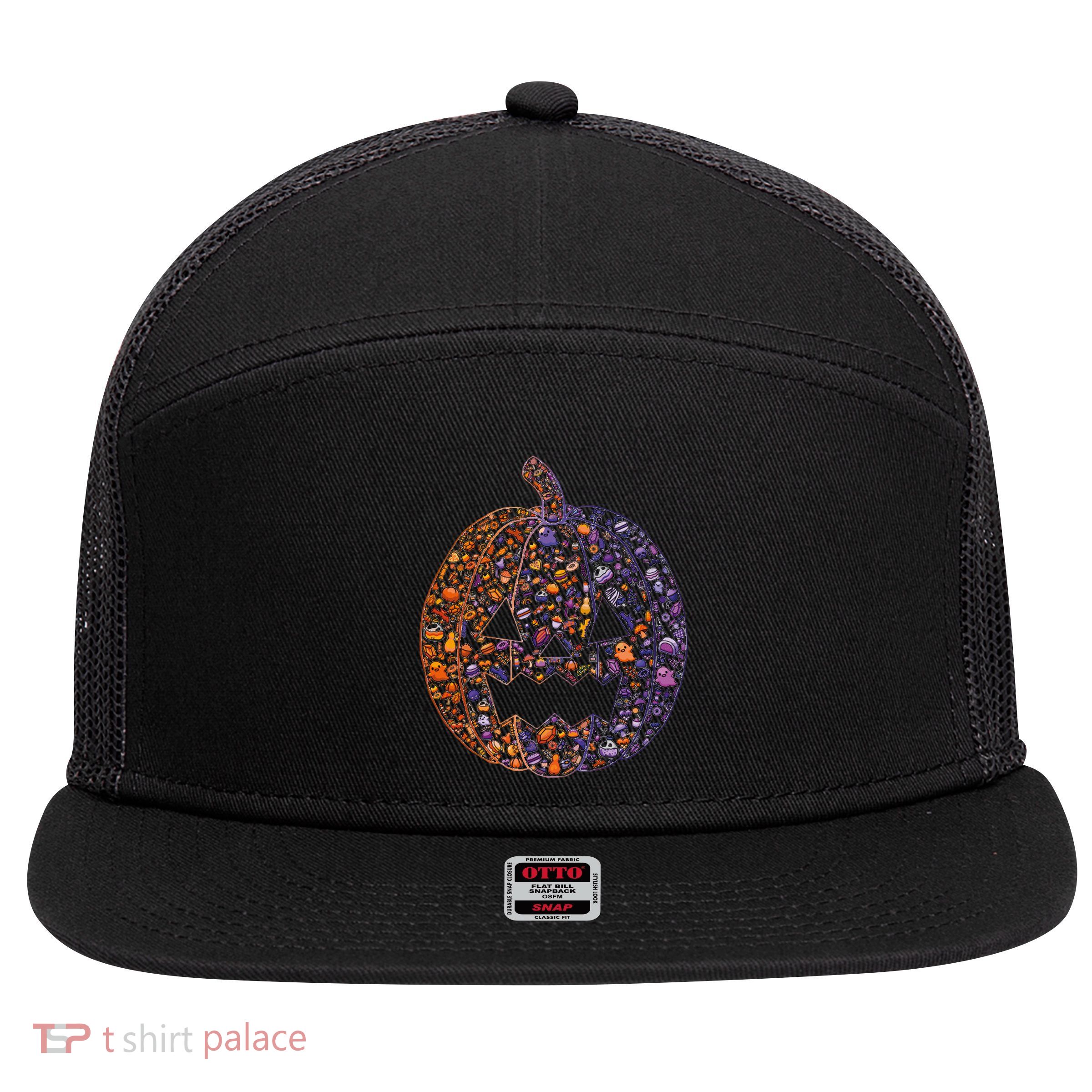 Candy Pumpkin 7 Panel Mesh Trucker Snapback Hat