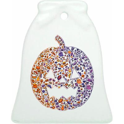 Candy Pumpkin Ceramic Bell Ornament