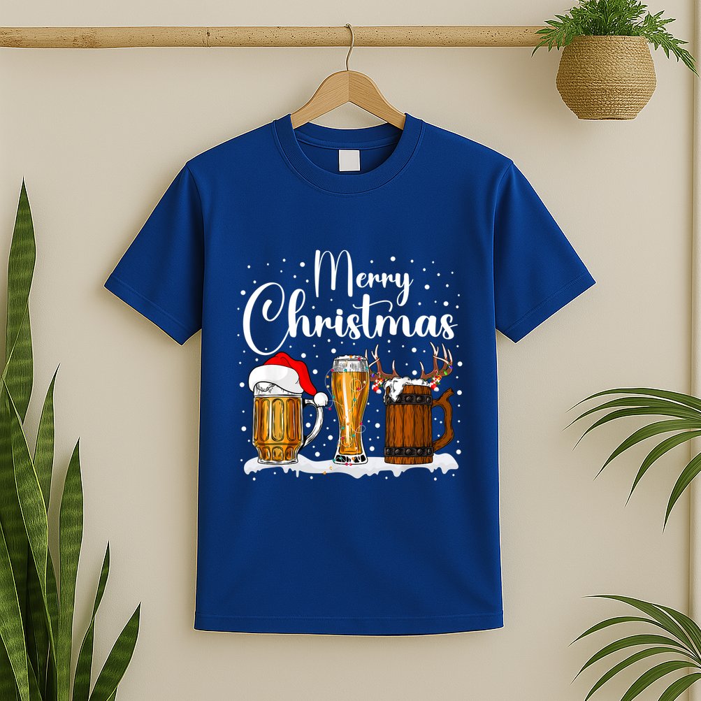 Christmas Pajamas Christmas Beer Glasses Funny Gift T-Shirt