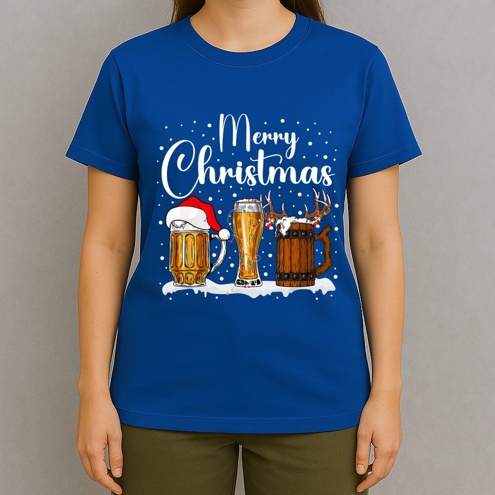Christmas Pajamas Christmas Beer Glasses Funny Gift T-Shirt