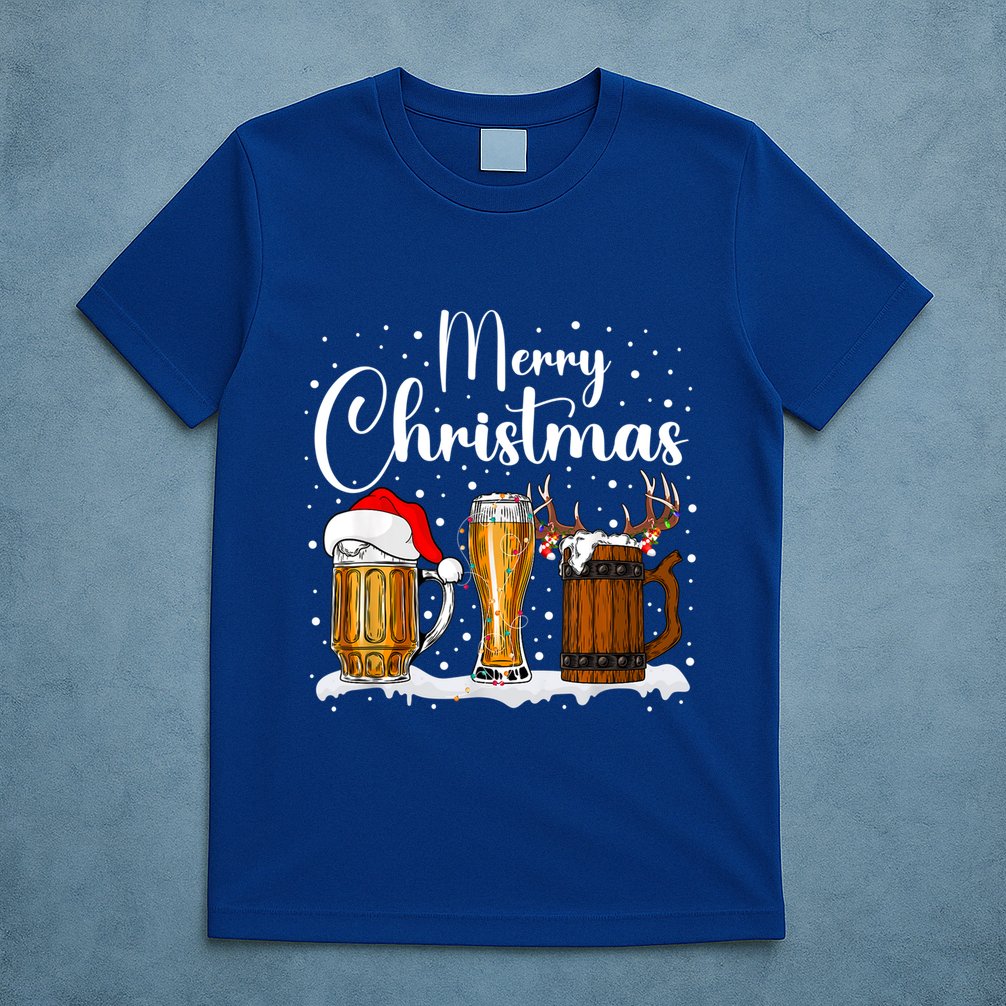 Christmas Pajamas Christmas Beer Glasses Funny Gift T-Shirt