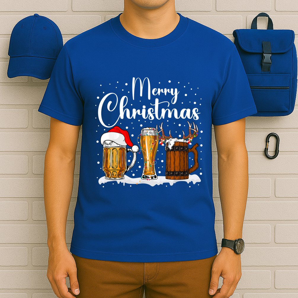Christmas Pajamas Christmas Beer Glasses Funny Gift T-Shirt