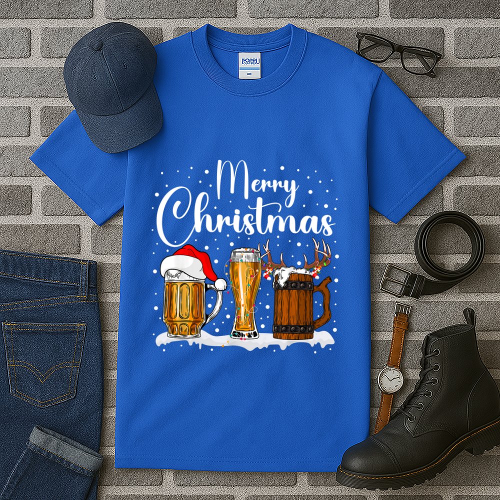 Christmas Pajamas Christmas Beer Glasses Funny Gift Tall T-Shirt