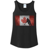 CanadianHockey Player Canada Flag Maple Leaf Ice Skating Ladies Essential Tank