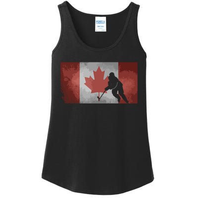 CanadianHockey Player Canada Flag Maple Leaf Ice Skating Ladies Essential Tank