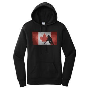 CanadianHockey Player Canada Flag Maple Leaf Ice Skating Women's Pullover Hoodie