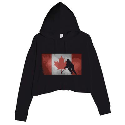 CanadianHockey Player Canada Flag Maple Leaf Ice Skating Crop Fleece Hoodie