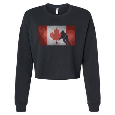 CanadianHockey Player Canada Flag Maple Leaf Ice Skating Cropped Pullover Crew