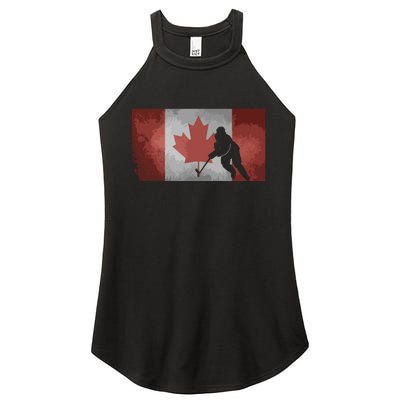 CanadianHockey Player Canada Flag Maple Leaf Ice Skating Women's Perfect Tri Rocker Tank