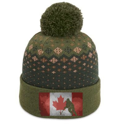 CanadianHockey Player Canada Flag Maple Leaf Ice Skating The Baniff Cuffed Pom Beanie