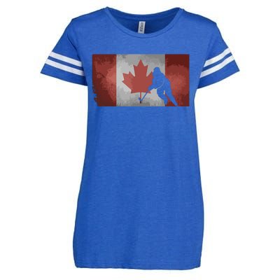 CanadianHockey Player Canada Flag Maple Leaf Ice Skating Enza Ladies Jersey Football T-Shirt