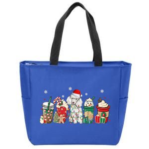 Cute Poodle Christmas Coffee Latte Gift Zip Tote Bag