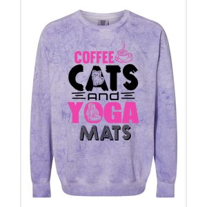 Cute Pink Coffee Cats And Yoga Mats Theme Great Gift Colorblast Crewneck Sweatshirt