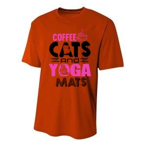 Cute Pink Coffee Cats And Yoga Mats Theme Great Gift Performance Sprint T-Shirt