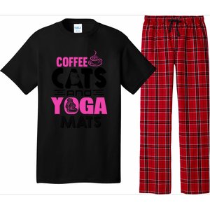 Cute Pink Coffee Cats And Yoga Mats Theme Great Gift Pajama Set