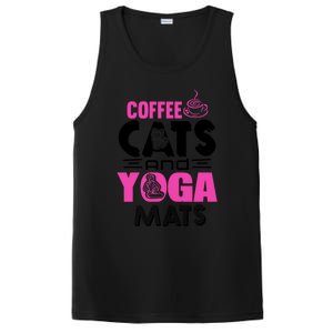 Cute Pink Coffee Cats And Yoga Mats Theme Great Gift PosiCharge Competitor Tank