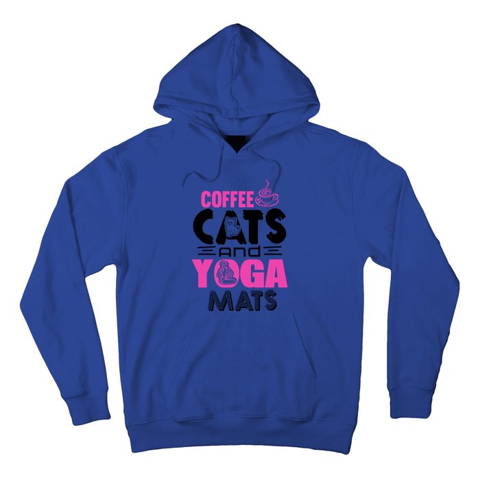 Cute Pink Coffee Cats And Yoga Mats Theme Great Gift Hoodie