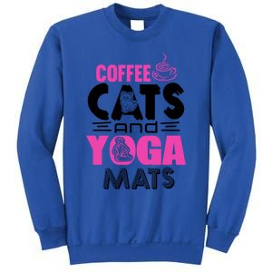 Cute Pink Coffee Cats And Yoga Mats Theme Great Gift Sweatshirt