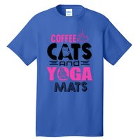 Cute Pink Coffee Cats And Yoga Mats Theme Great Gift Tall T-Shirt