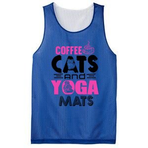 Cute Pink Coffee Cats And Yoga Mats Theme Great Gift Mesh Reversible Basketball Jersey Tank