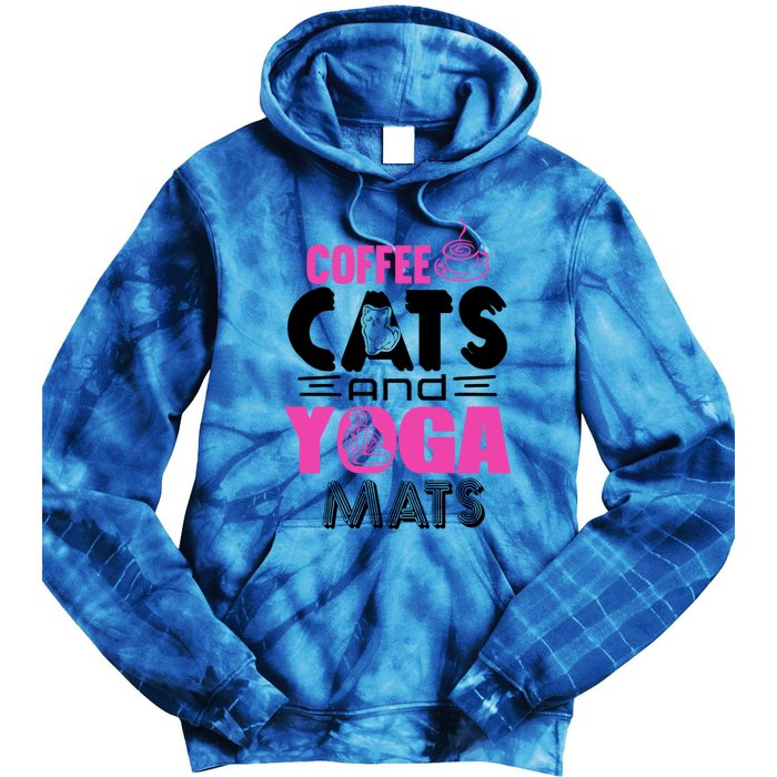 Cute Pink Coffee Cats And Yoga Mats Theme Great Gift Tie Dye Hoodie