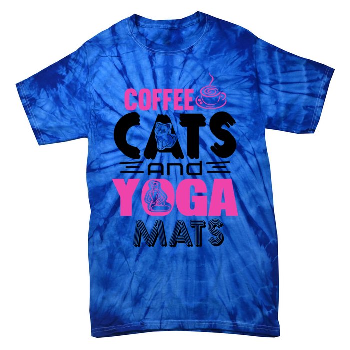 Cute Pink Coffee Cats And Yoga Mats Theme Great Gift Tie-Dye T-Shirt