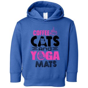 Cute Pink Coffee Cats And Yoga Mats Theme Great Gift Toddler Hoodie