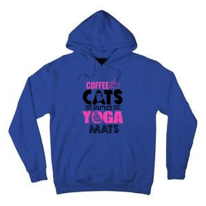 Cute Pink Coffee Cats And Yoga Mats Theme Great Gift Tall Hoodie