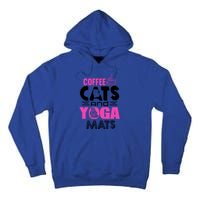 Cute Pink Coffee Cats And Yoga Mats Theme Great Gift Tall Hoodie