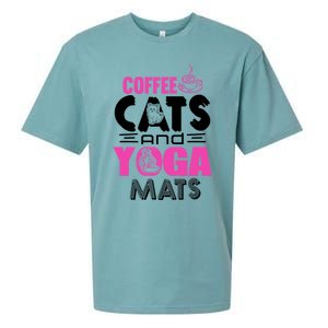 Cute Pink Coffee Cats And Yoga Mats Theme Great Gift Sueded Cloud Jersey T-Shirt